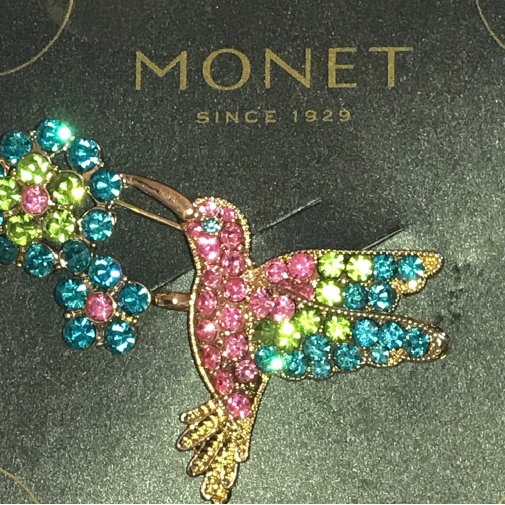 NWT Colorful Rhinestones Monet Brooch